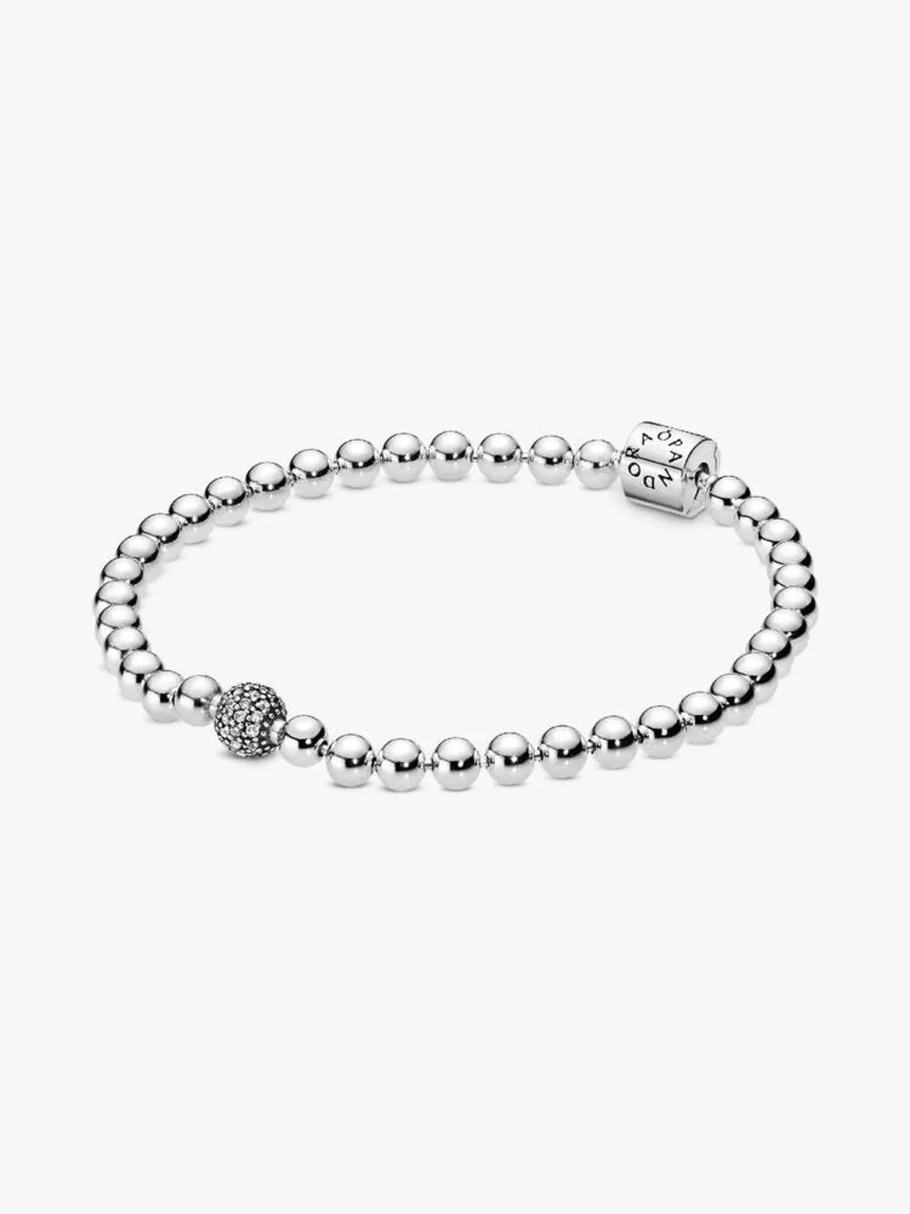Pandora Silver Beaded Bracelet with Pavé Sparkle